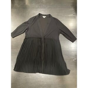 COLDWATER CREEK BLACK PLEATED SINGLE BUTTON DUSTER
